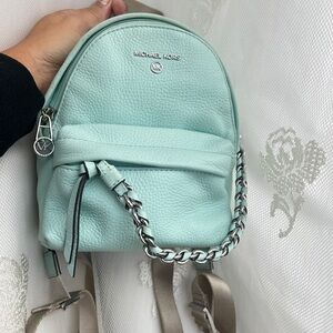 Michael Kors Light Blue Backpack with Chain Detail